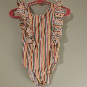 Striped Ruffle Swimsuit